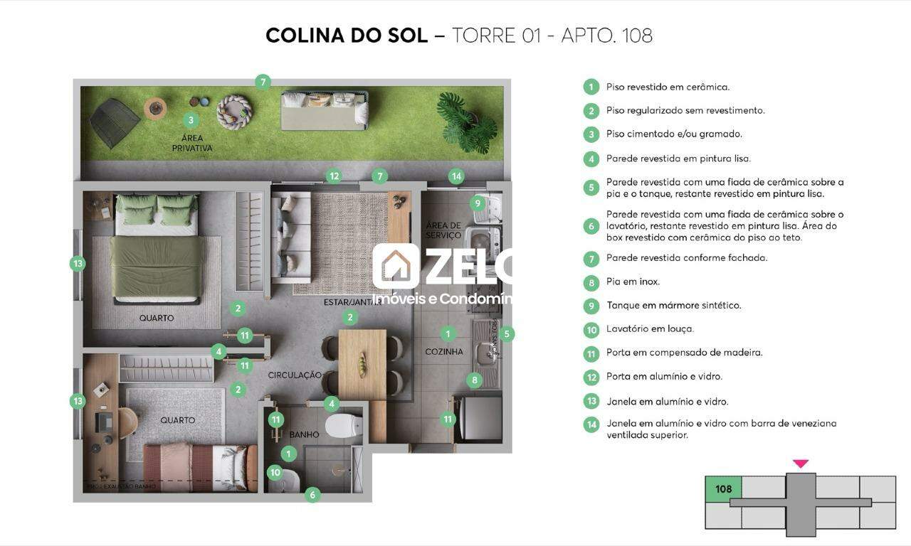 Apartamento em Residencial Parque Dunlop, Campinas - SP | Zelo Imóveis: Apartamento térreo decorado