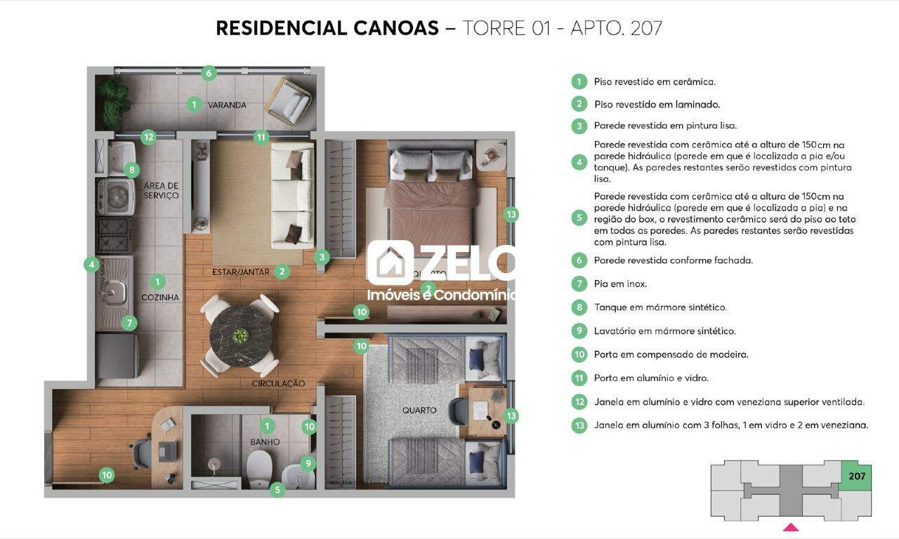 Apartamento em Jardim Aires da Costa, Campinas - SP | Zelo Imóveis: Apartamento térreo decorado