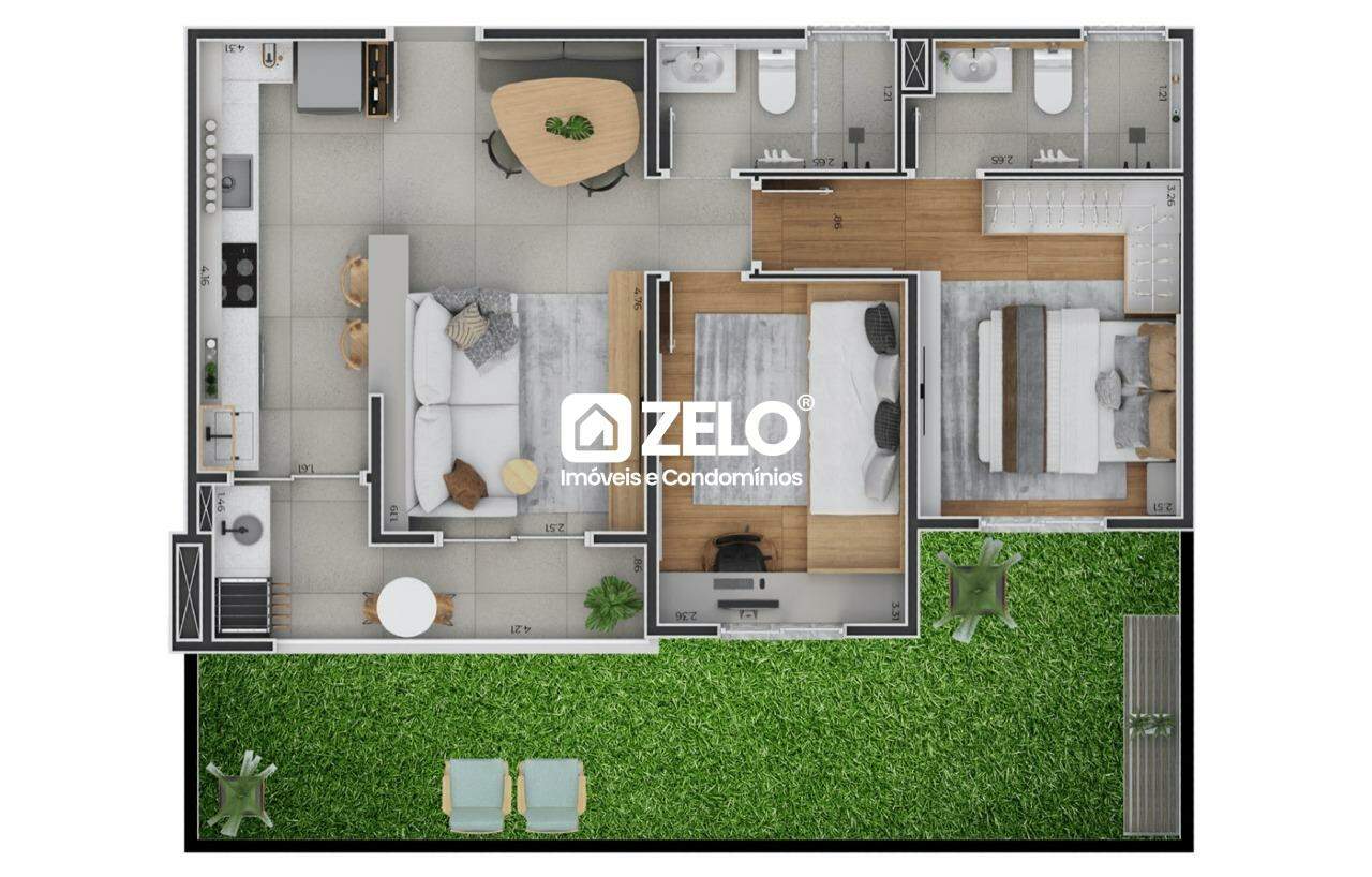 Apartamento em Parque Gabriel, Hortolândia - SP | Zelo Imóveis: Eco Vila Tulipa - Planta garden