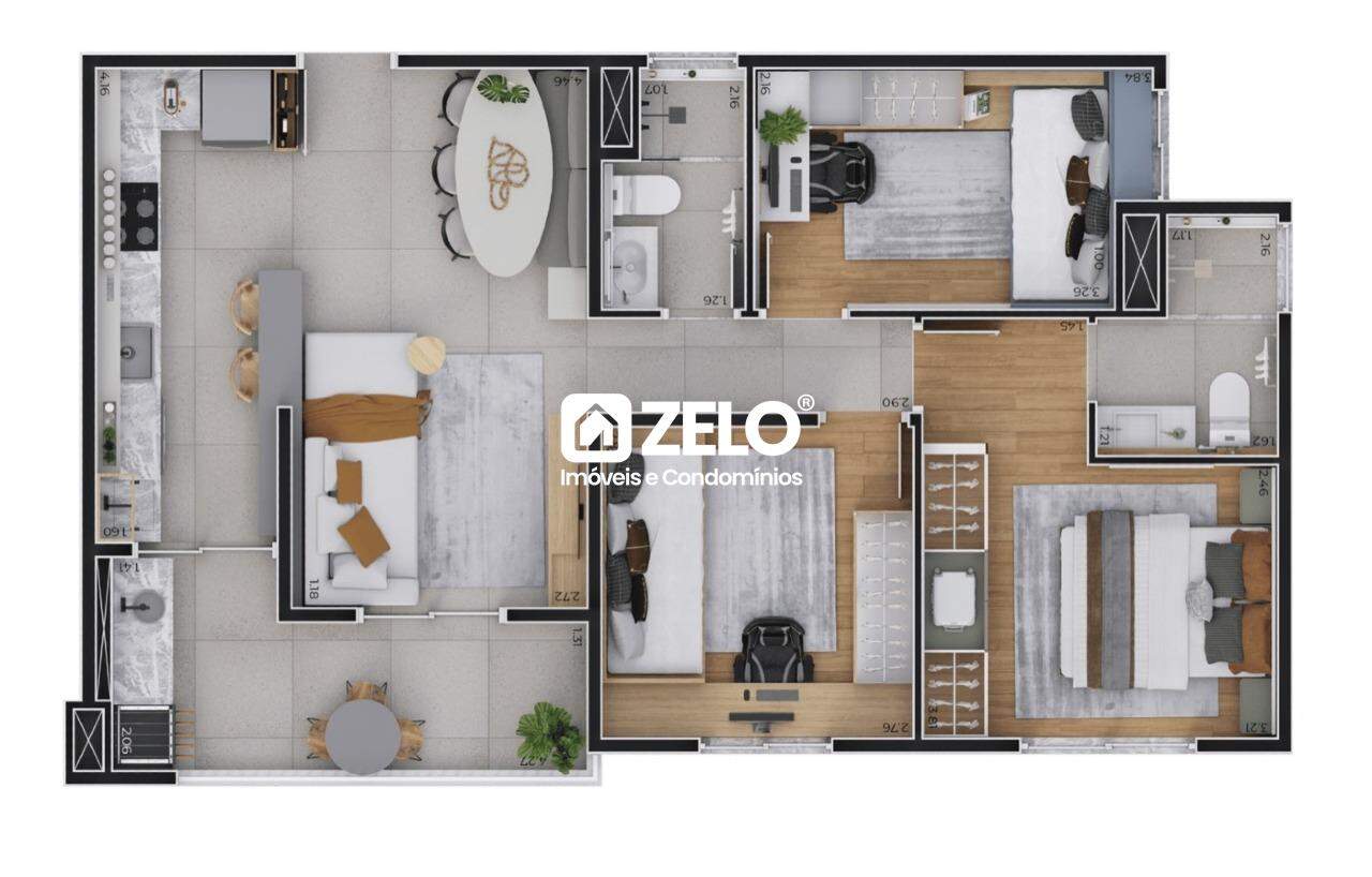 Apartamento em Parque Gabriel, Hortolândia - SP | Zelo Imóveis: Eco Vila Tulipa - Planta 2 dormitórios