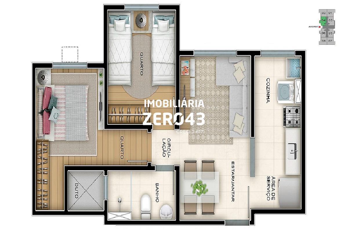 Apartamento | Spazio Lyon | 2 quartos | à venda | Conjunto Habitacional Doutor Farid Libos | Londrina: 