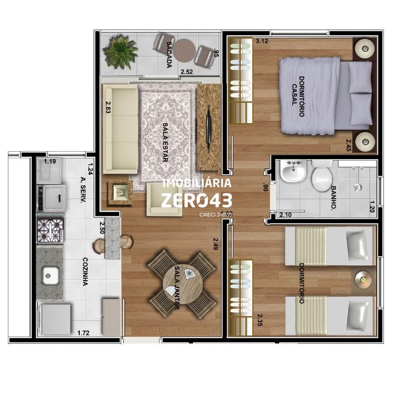 Apartamento | Residencial Alameda Europa | 2 quartos | à venda | Paraíso | Londrina: 