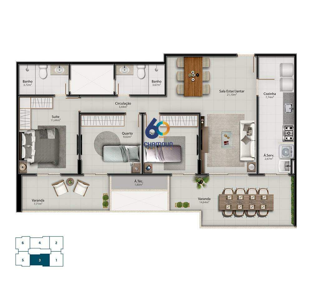 Apartamento à venda no Jacuhy: Apartamento 3 quartos à venda em Alpha Ville - Jucuhy - Serra/ES