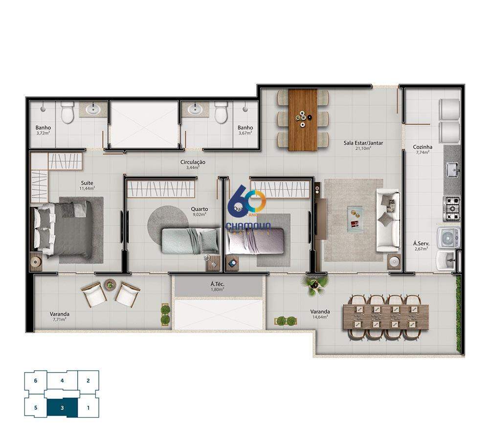 Apartamento à venda no Jacuhy: Apartamento 3 quartos à venda em Alpha Ville - Jucuhy - Serra/ES