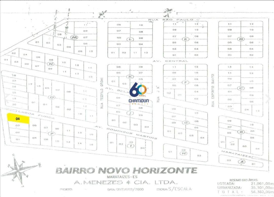 Lote à venda no Novo Horizonte: Lote à venda em Marataízes.